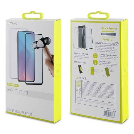 Muvit Pack Funda Crystal Soft Transparente y Protector de Pantalla para Xiaomi Mi 9T/9T Pro